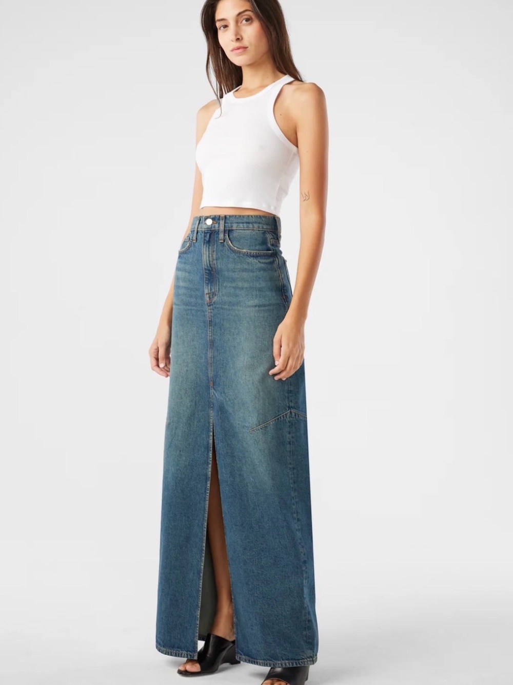 Triarchy Westwood Maxi Denim Skirt - Malibu Vintage Indigo Skirt